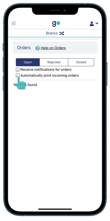 Enable auto printing for orders