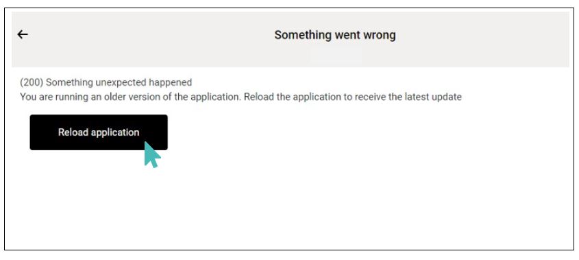 A reload application message for the customer