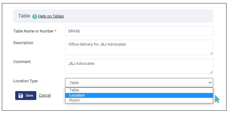 Select the location type