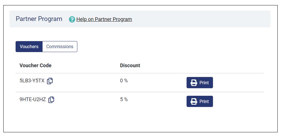 Partner voucher details