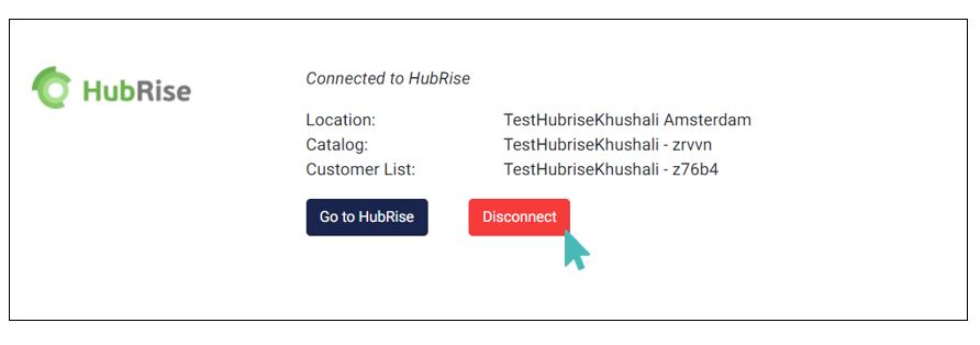 Disconnect from HubRise