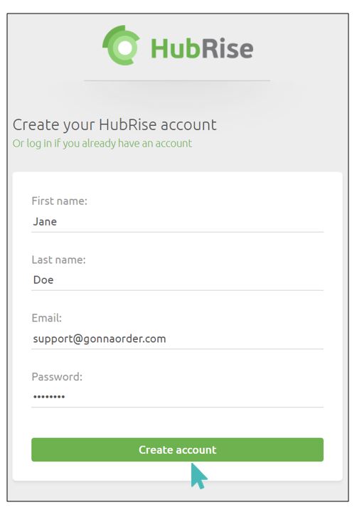 Create new HubRise account