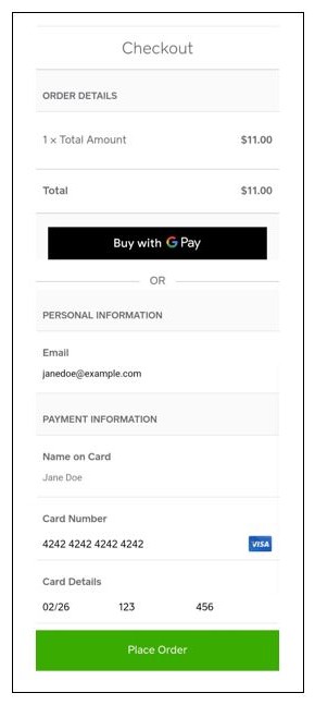 Square payments interface