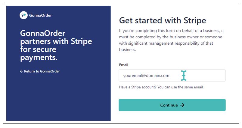 Enter your email to continues to stripe