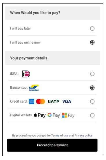 All stripe payment methods enabled