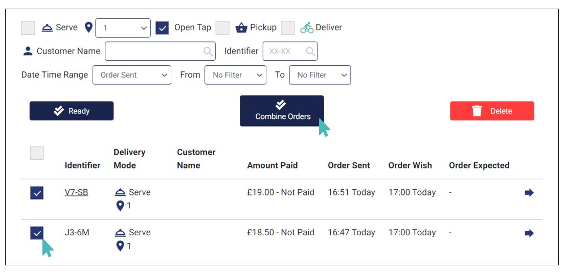 Combining open tab orders