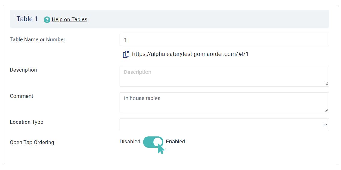 Enable open tab ordering for individual table