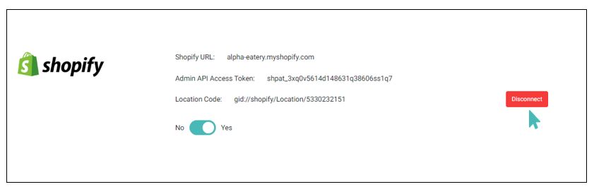 Disconnect shopify