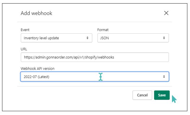Select the latest webhook API version