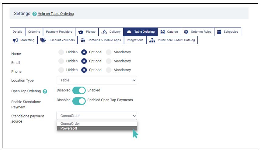Switch standalone payment source to Powersoft