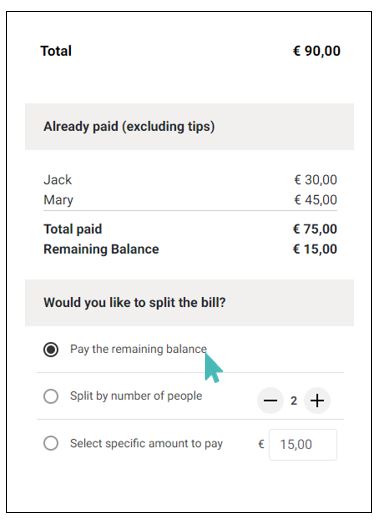 Pay remaining balance on a €90 check