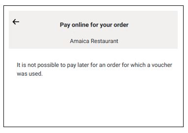 Payment error: It is not possible to pay later for orders where a discount voucher code is applied.