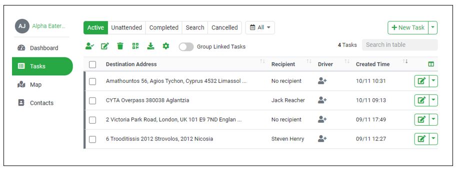 The WooDelivery task list
