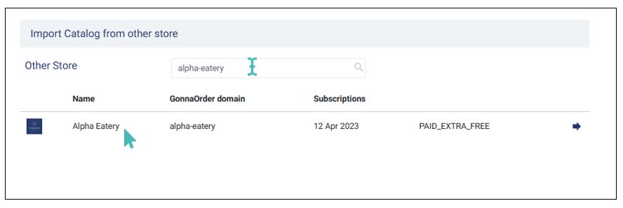 Search and select the source store