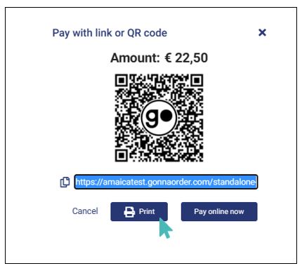 A payment QR code and link customized with a custom amount