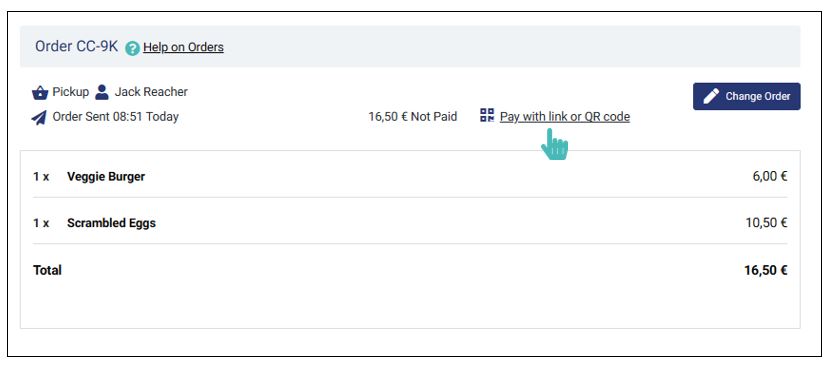 Create payment link from order details page