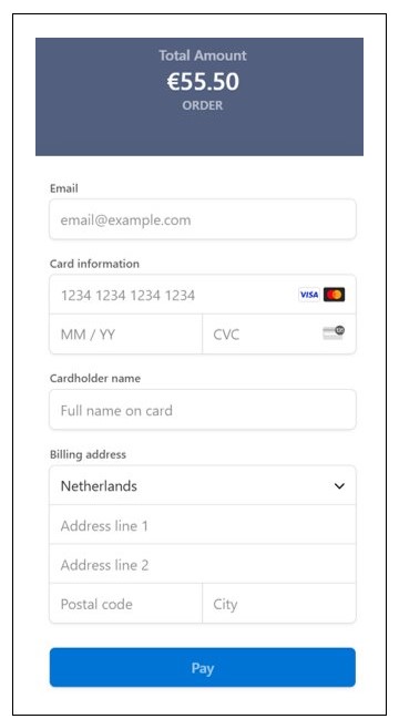 On Screen Payment Form