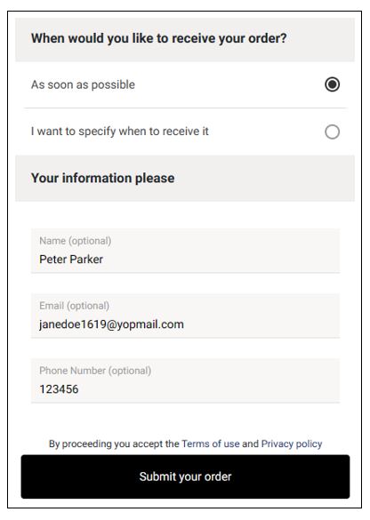 Order submission when payments are inactive