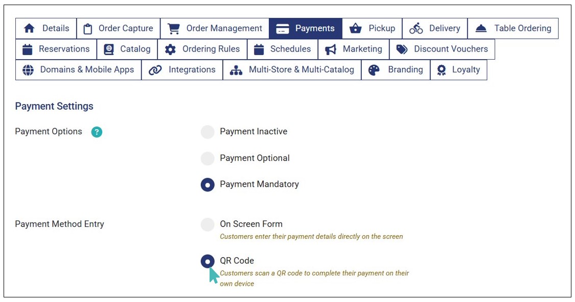 Setting QR Code as the Payment Method Entry