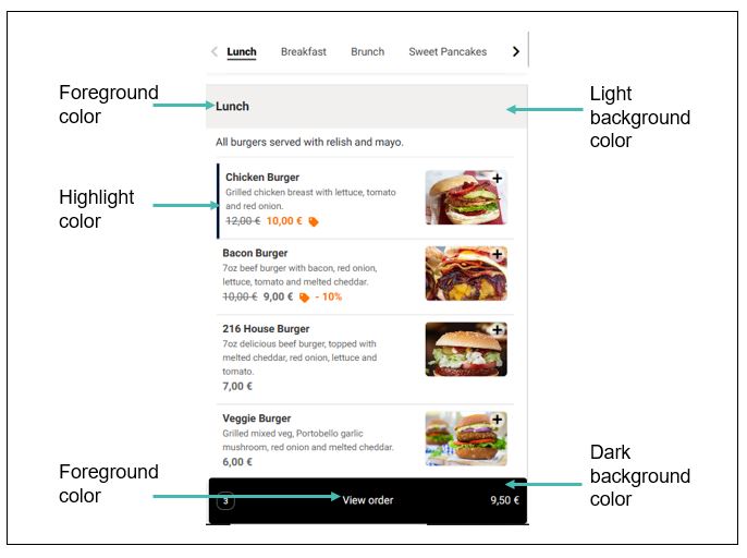 A screenshot showing how color is used in GonnaOrder default theme.