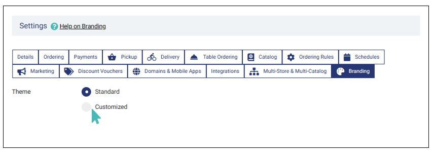 Choose customized theme to change store fonts and colors.