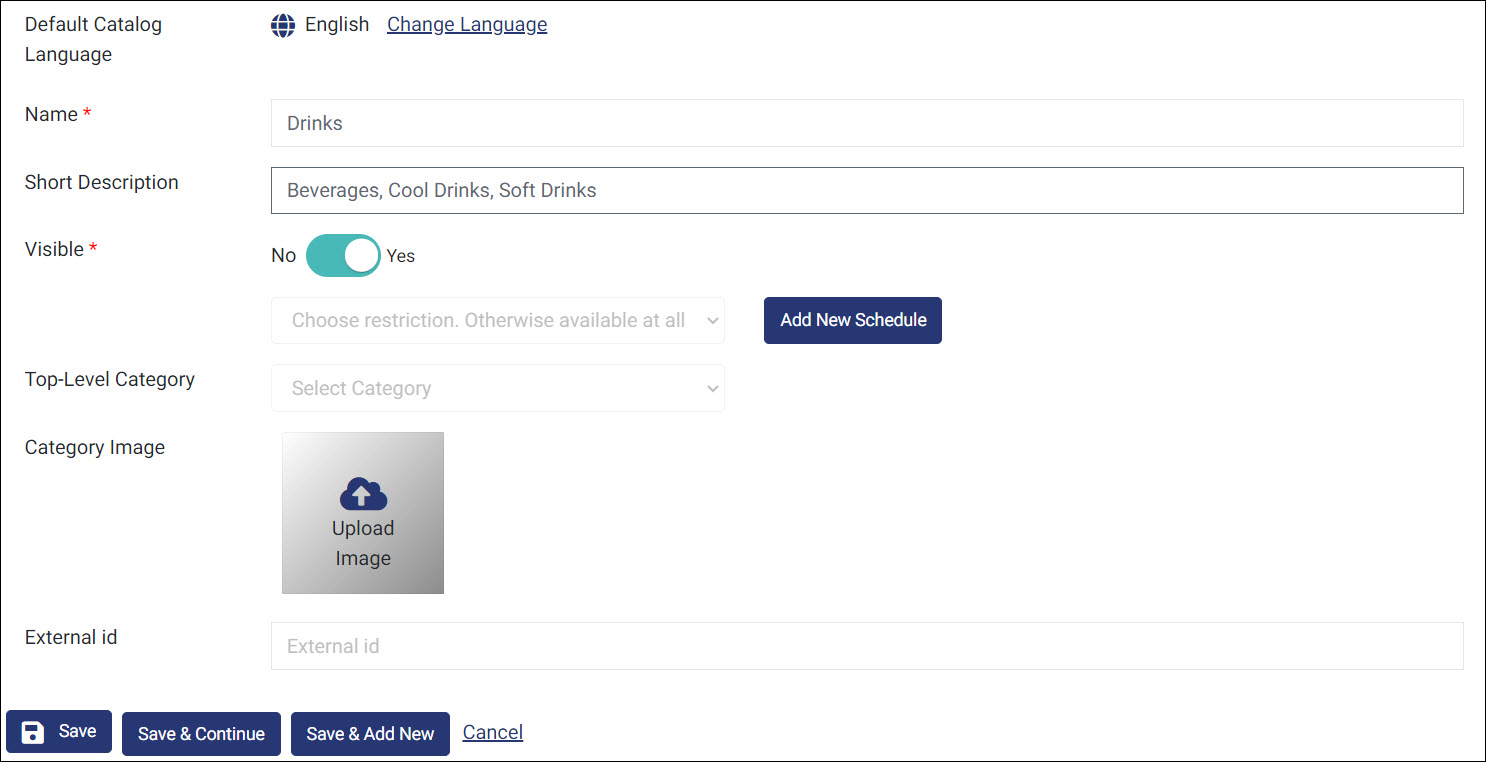 gonnaorder -fill in new category details and save