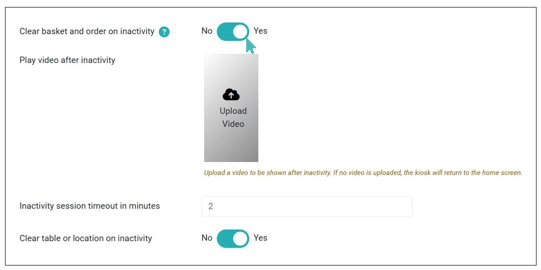Enable Clear Basket and Order on Inactivity