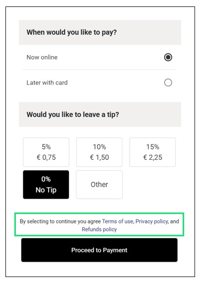 Custom Legal Link Embedded on Your Customer UI