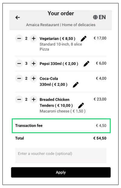 Fixed + Percentage Customer Charge Per Order