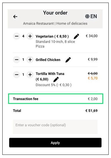 Fixed Customer Charge Per Order on Customer Checkout