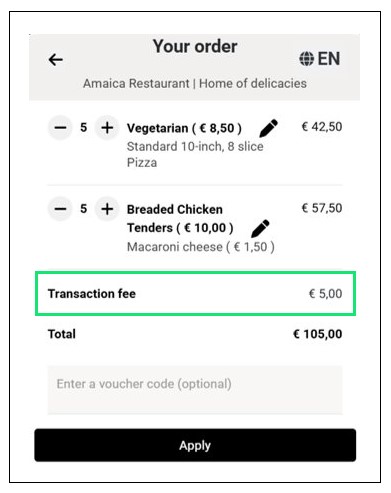 Fixed Customer Charge Per Order on Customer Checkout