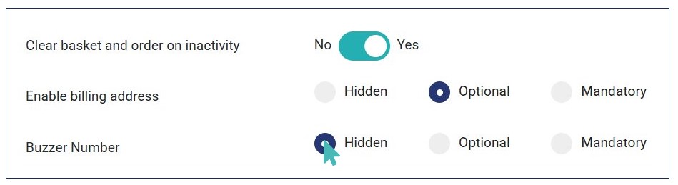 Set the Buzzer Number Field as Hidden