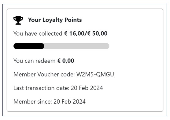 Loyalty points after spending € 16
