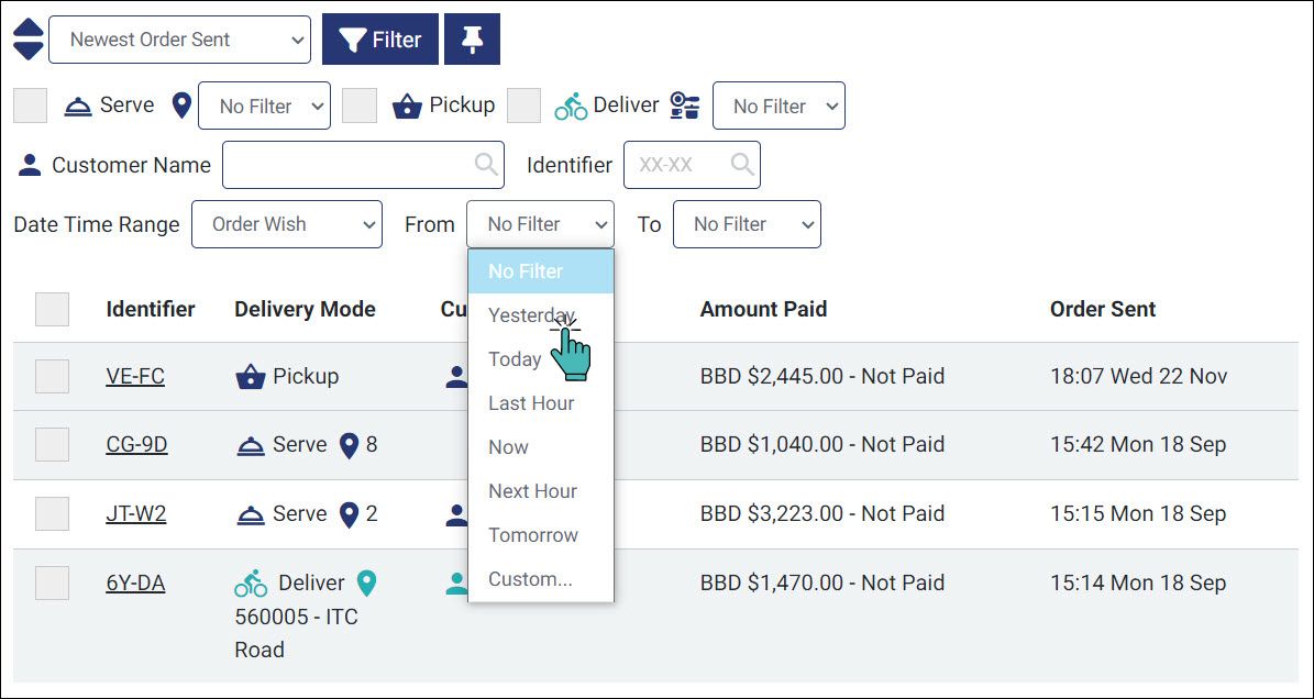 Start time for filtering