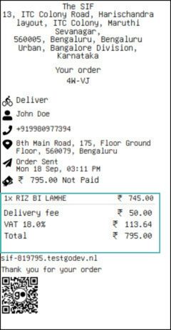 Ordered items and totals