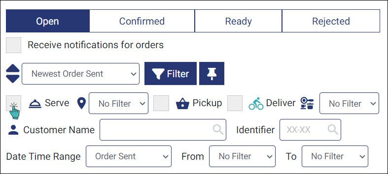 Filtered serve orders