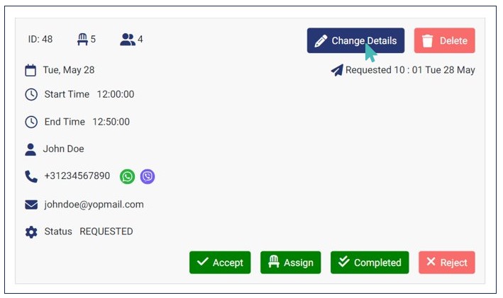 Change Reservation Details
