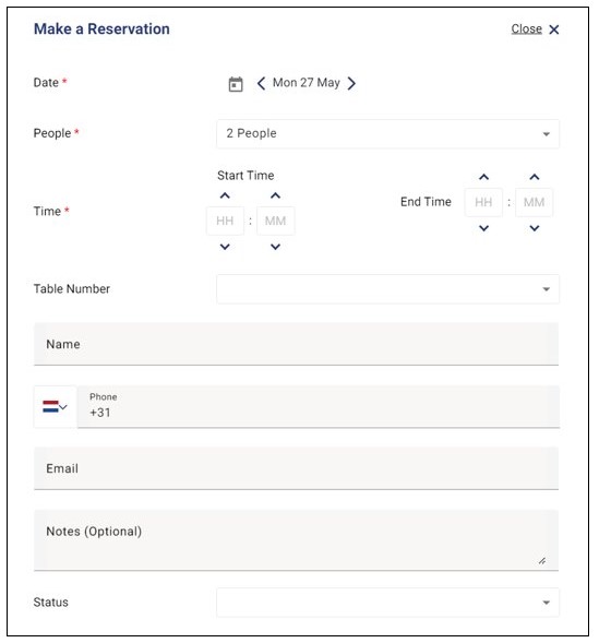 Enter Reservation Details