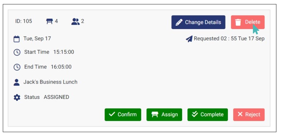 Deleting a Reservation