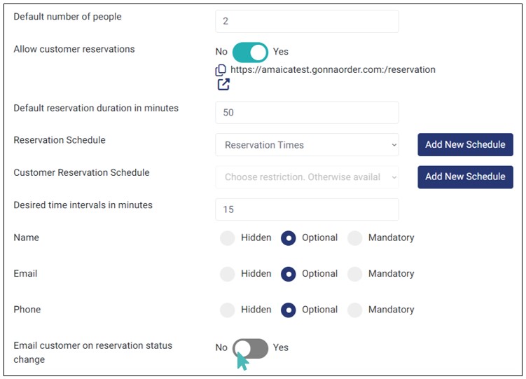 Disable Reservation Status Change Emails