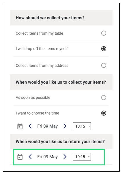 Choosing Return Date and Time