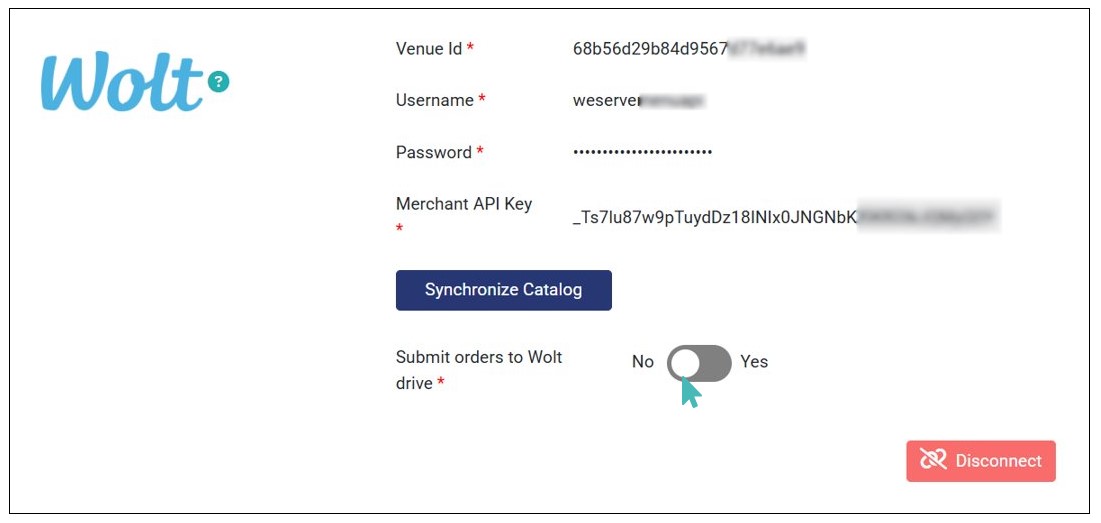 Deactivate Order Submission to Wolt Drive