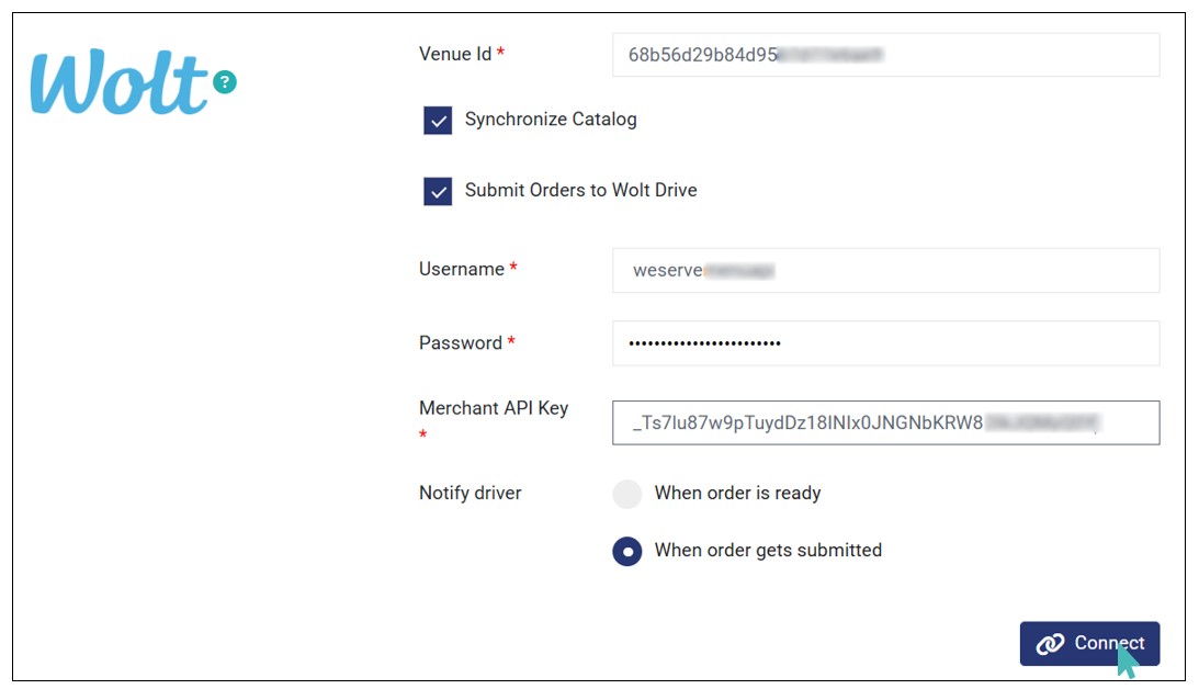 Provide the Required Wolt Integration Details