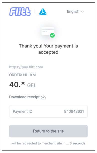 Flitt Payment Success Page