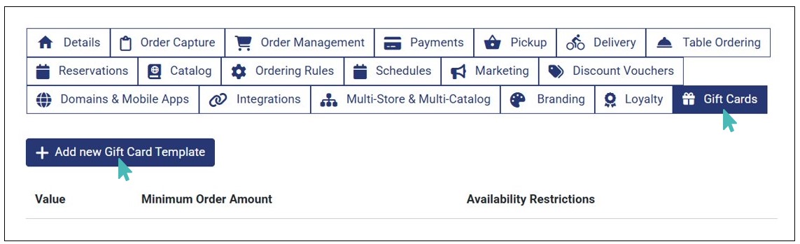 Adding a New Gift Card Template