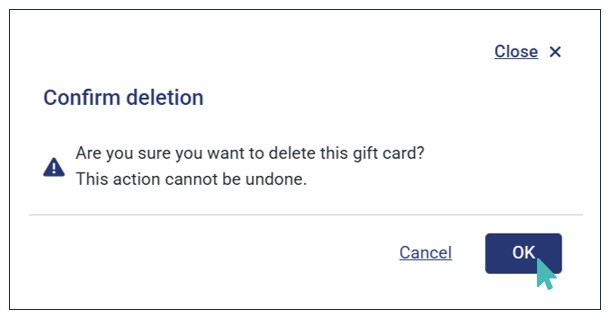 Confirm Gift Card Offer Deletion