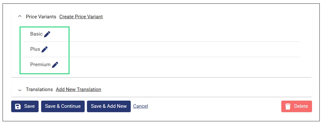 Gift Card Price Variants on the Item Details Page