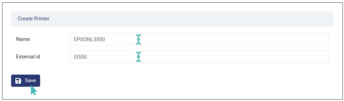 Enter Printer Details and Save