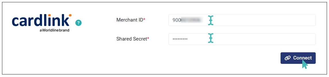 Enter Cardlink Integration Details and Connect
